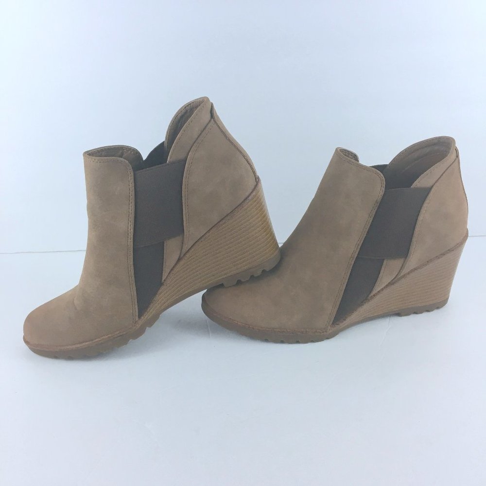 Maurices Tan Wedge Ankle Booties